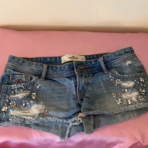 Hollister embellished rhinestone jean shorts